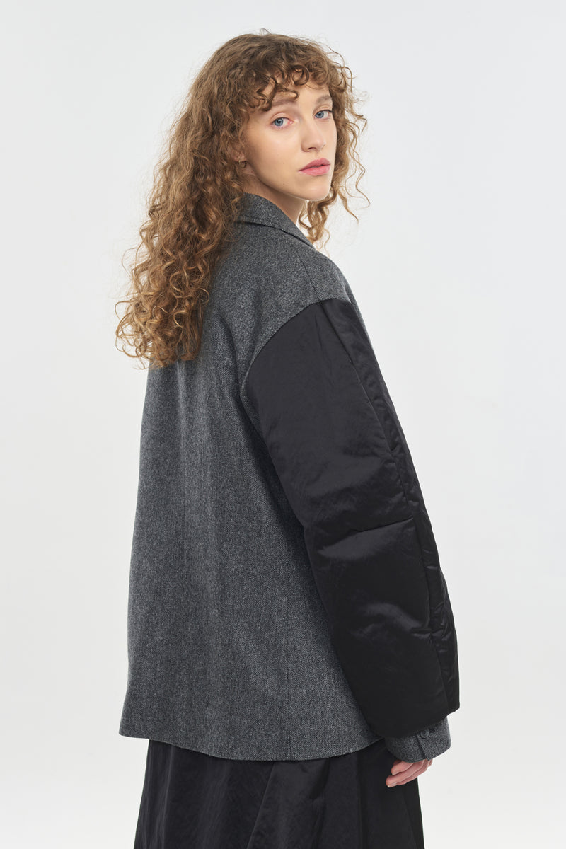 Grey jacket with bomber sleeves