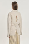 Natural linen summer blazer with back slit