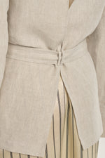 Natural linen summer blazer with back slit