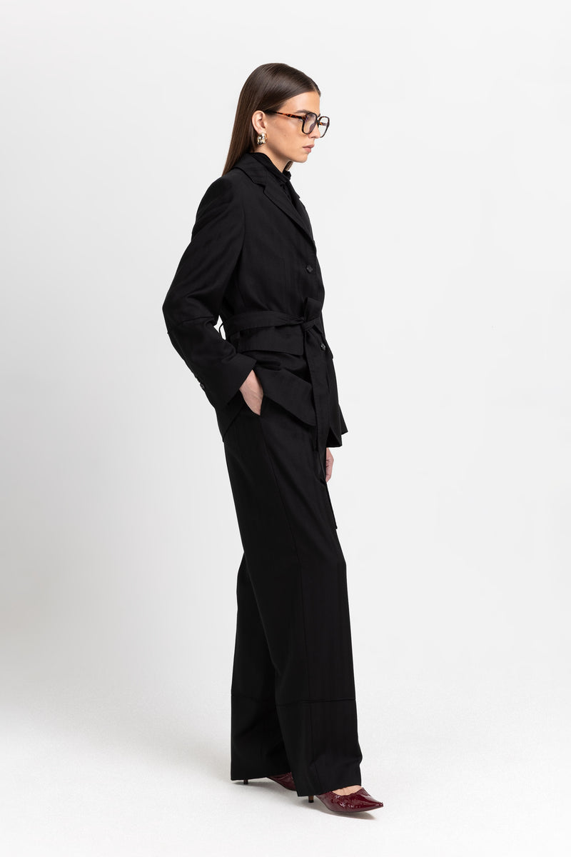 Black herringbone suiting tailored jacket