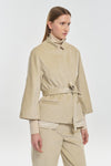 Stone corduroy belted wide sleeve jacket