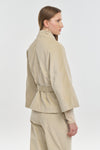 Stone corduroy belted wide sleeve jacket