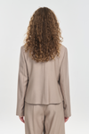 Blush viscose wool crepe short fitted jacket