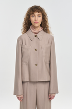 Blush viscose wool crepe short fitted jacket