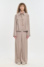 Blush viscose wool crepe short fitted jacket