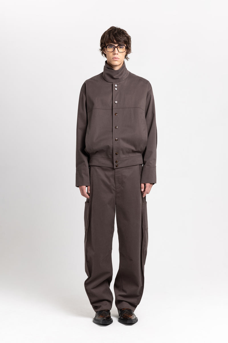 Earth brown soft touch cotton bow-leg jeans