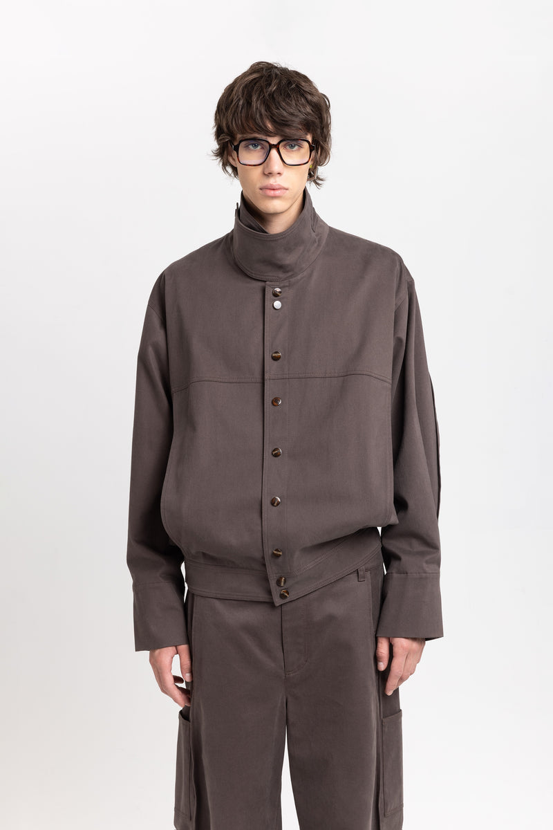 Earth brown soft touch cotton unisex urban jacket