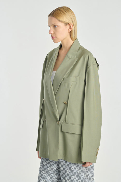 Pistachio tropical wool oversized jacket