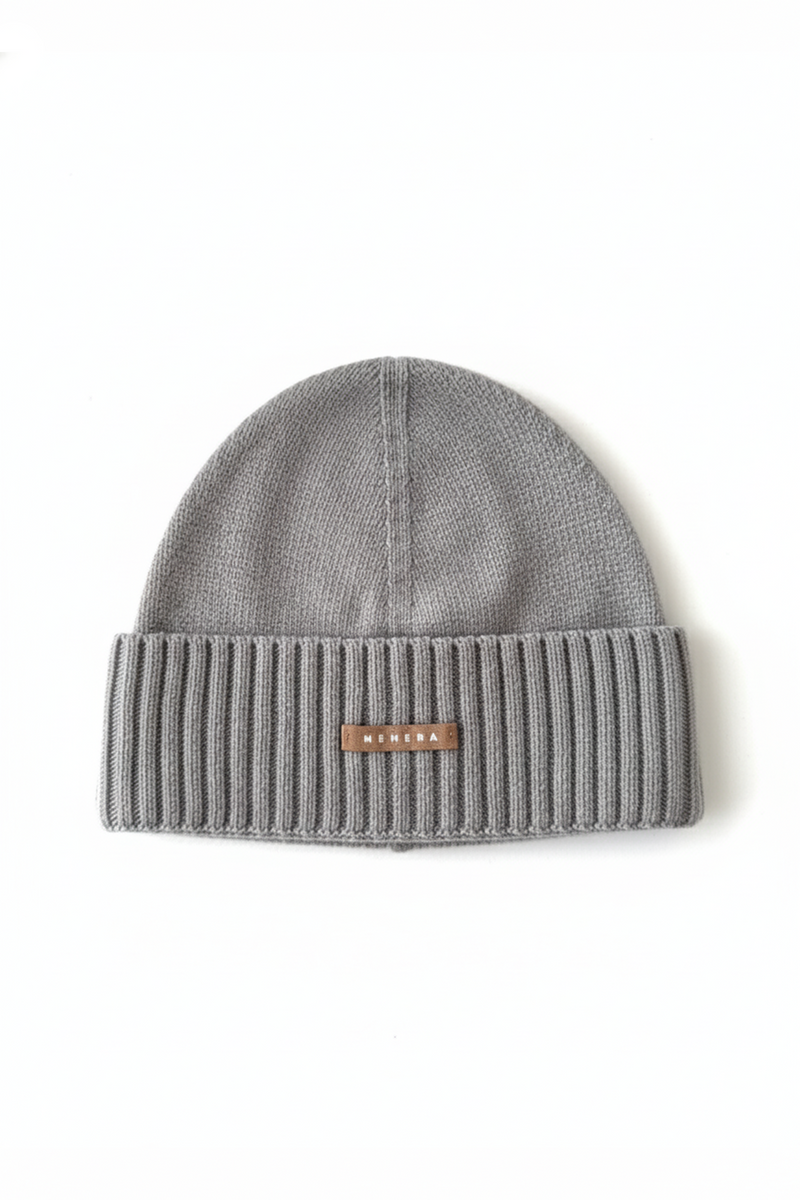 Light grey extra fine merino beanie