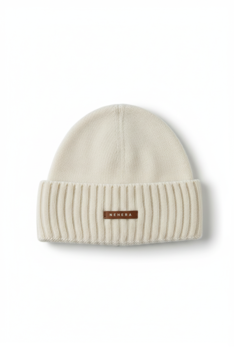 Light ivory extra fine merino beanie