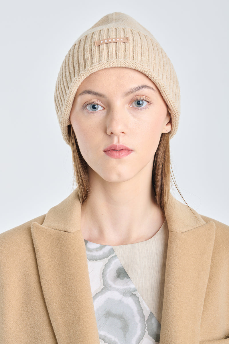 Peach beige extra fine merino beanie