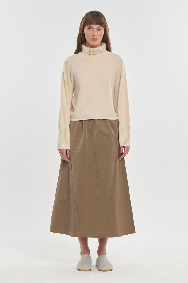 Dark beige trench cotton A line midi skirt NEHERA