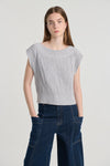 Light grey linen cotton knitted vest