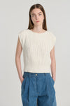 Off white linen cotton knitted vest