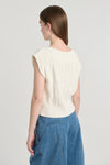 Off white linen cotton knitted vest