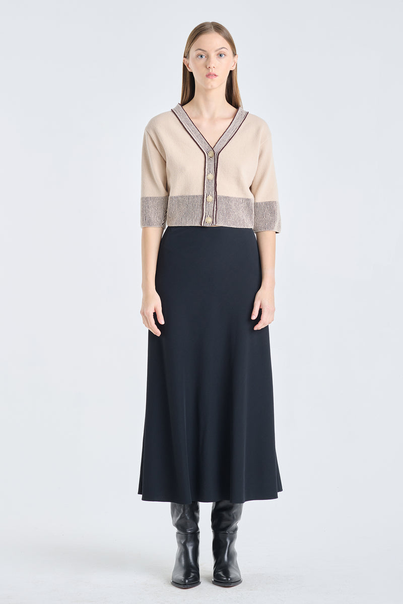 Peach beige merino fitted cardigan