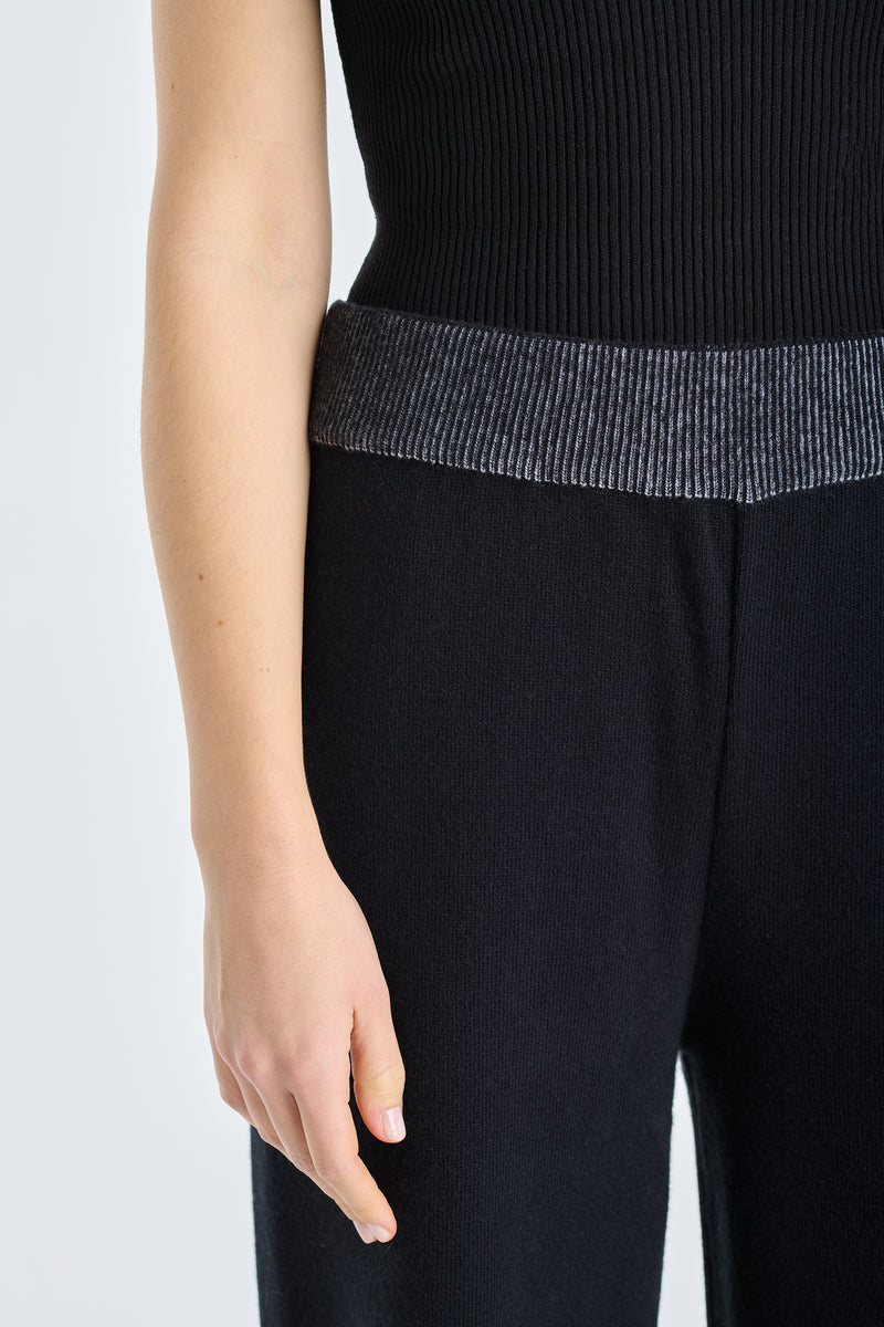 Black extra merino wide leg pants