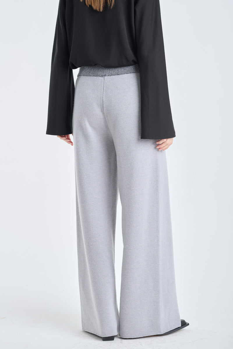 Light grey merino wide leg pants