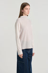 Fog grey and off-white cashmere turtleneck