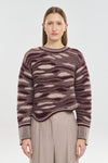 Burgundy & beige extra fine merino pullover