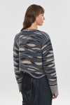 Grey blue & beige extra fine merino pullover