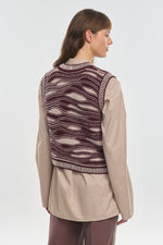 Burgundy & beige extra fine merino vest