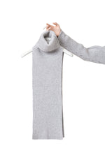 Light grey merino turtleneck shawl