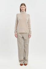 Beige premium cashmere turtleneck