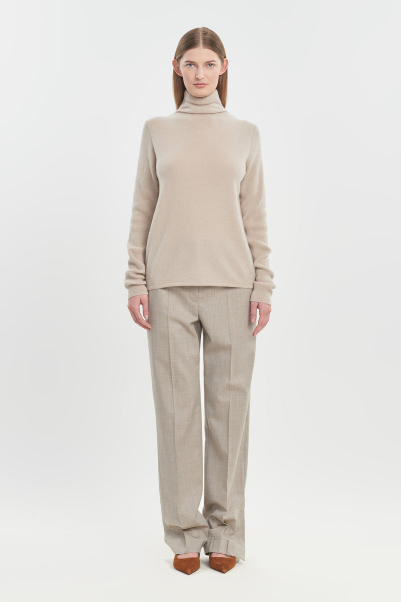 Beige premium cashmere turtleneck