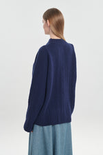 Navy extra fine merino chunky sweater