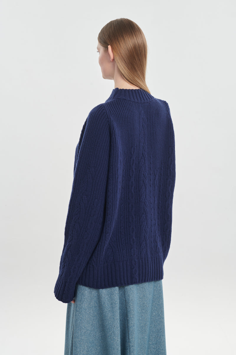 Navy extra fine merino chunky sweater