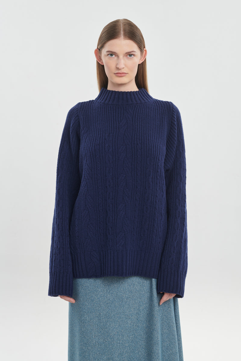 Navy extra fine merino chunky sweater