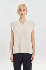 Light ivory extra fine merino vest