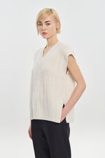 Light ivory extra fine merino vest