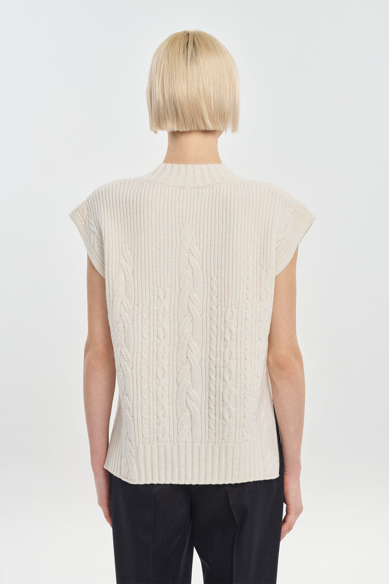 Light ivory extra fine merino vest