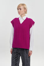 Magenta extra fine merino vest