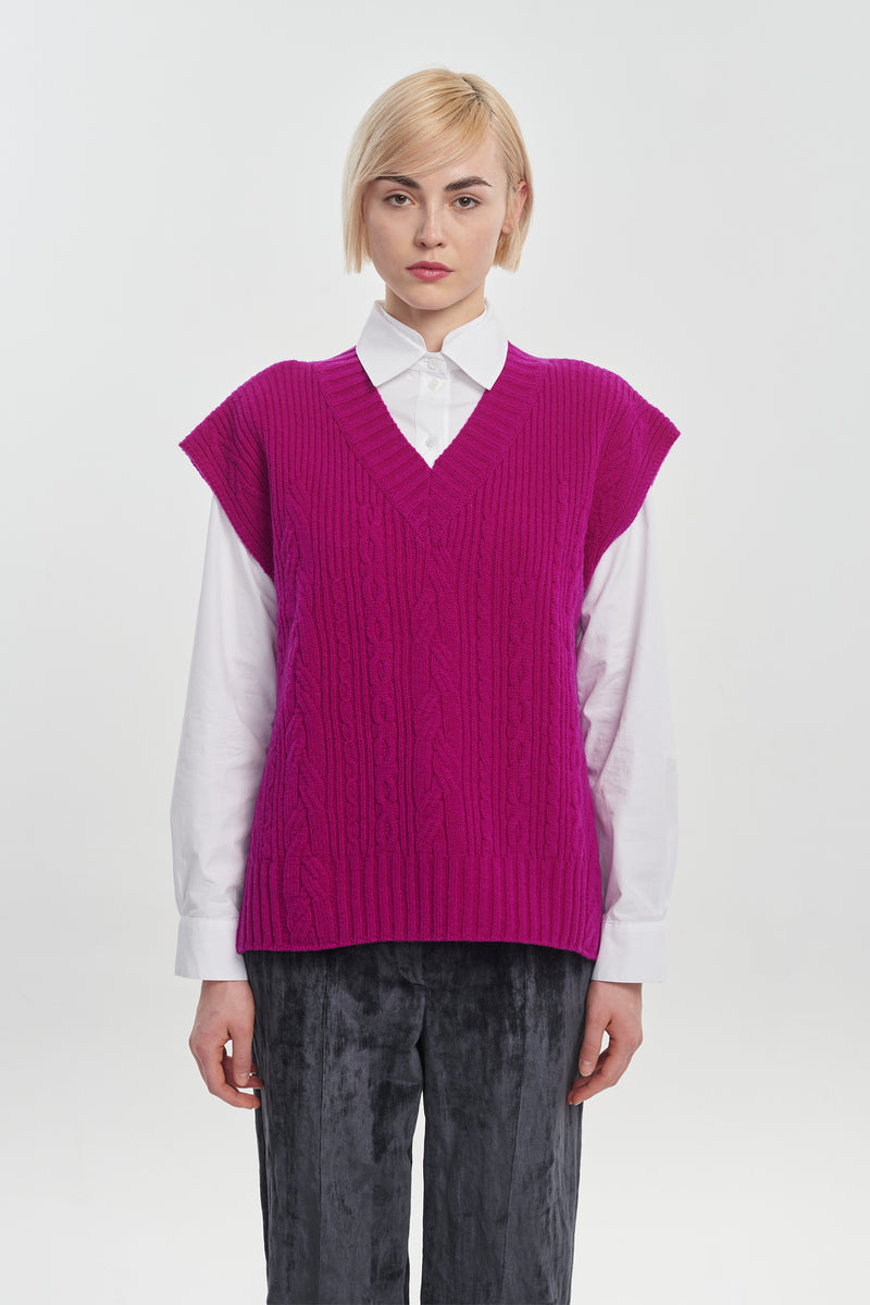 Magenta extra fine merino vest