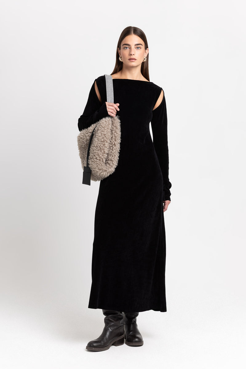 Black chenille dress with cutouts