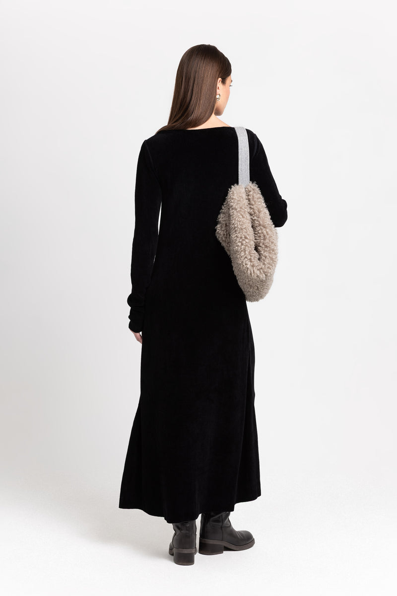 Black chenille dress with cutouts
