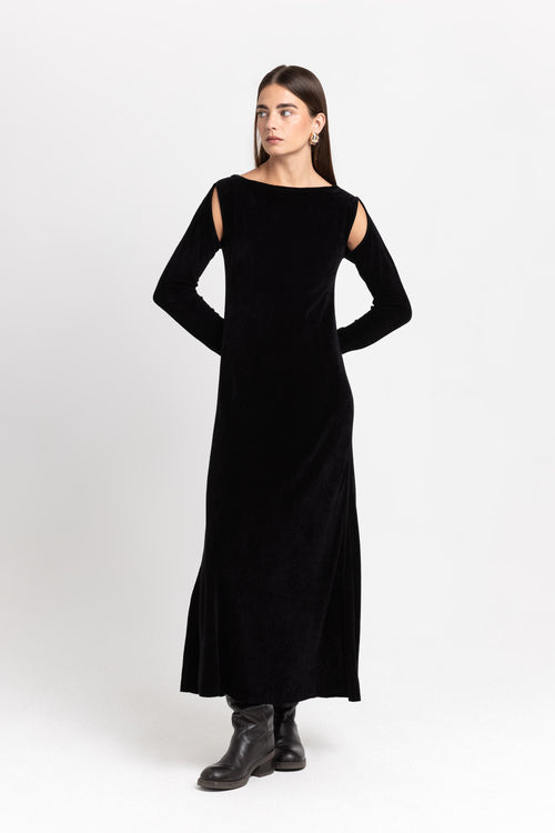 Black chenille dress with cutouts