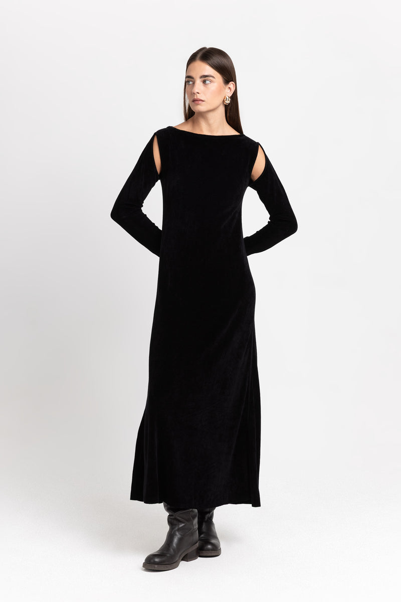 Black chenille dress with cutouts