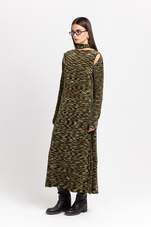 Green mix dress with cutouts