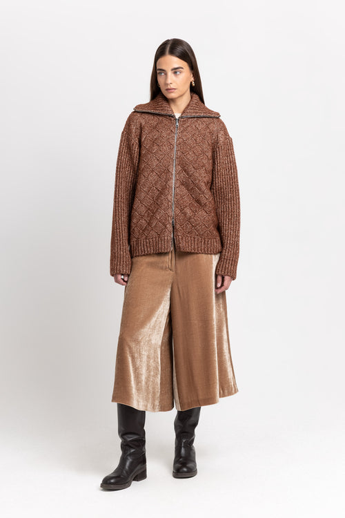 Toffee brown merino blend unisex chunky cardigan