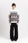 Light mix fine merino unisex holiday jacquard pullover