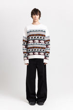 Light mix fine merino unisex holiday jacquard pullover