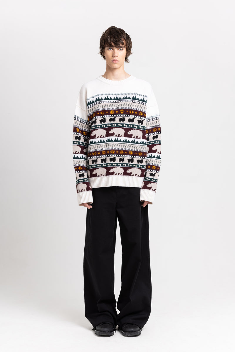 Light mix fine merino unisex holiday jacquard pullover