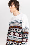 Light mix fine merino unisex holiday jacquard pullover