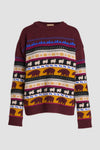 Dark mix fine merino unisex holiday jacquard pullover