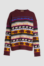Dark mix fine merino unisex holiday jacquard pullover