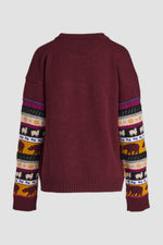 Dark mix fine merino unisex holiday jacquard pullover